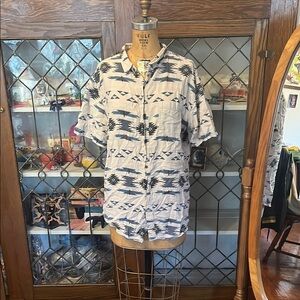 on the byas White and Navy Aztec Short Sleeve Button-Down Shirt